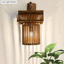 GobekUsa Wooden House Shaped Wall Light Sconce - Lodge Style Bamboo Lamp for Balcony