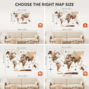 3D Wooden World Map Multicolor