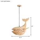 GobekUsa Wooden Kids Whale Pendant Lamp - Modern Hanging Light in Beige, 21.5"/31.5"/39" Wide