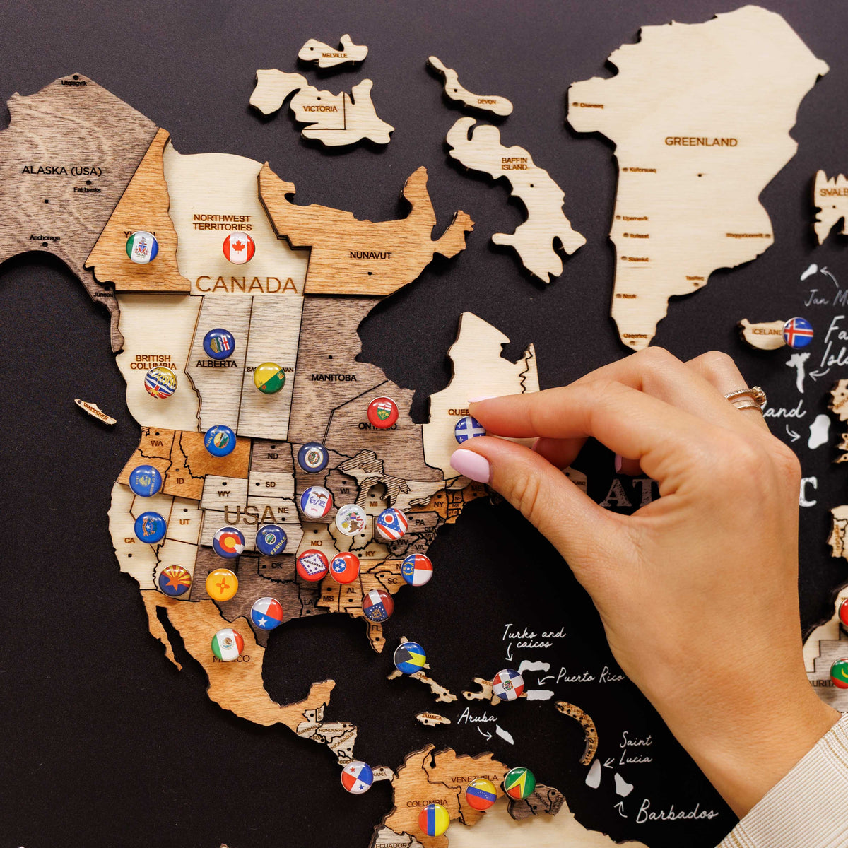 3D Wooden Panel World Map Multicolor, photo 3 of 13