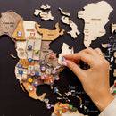 3D Wooden Panel World Map Multicolor
