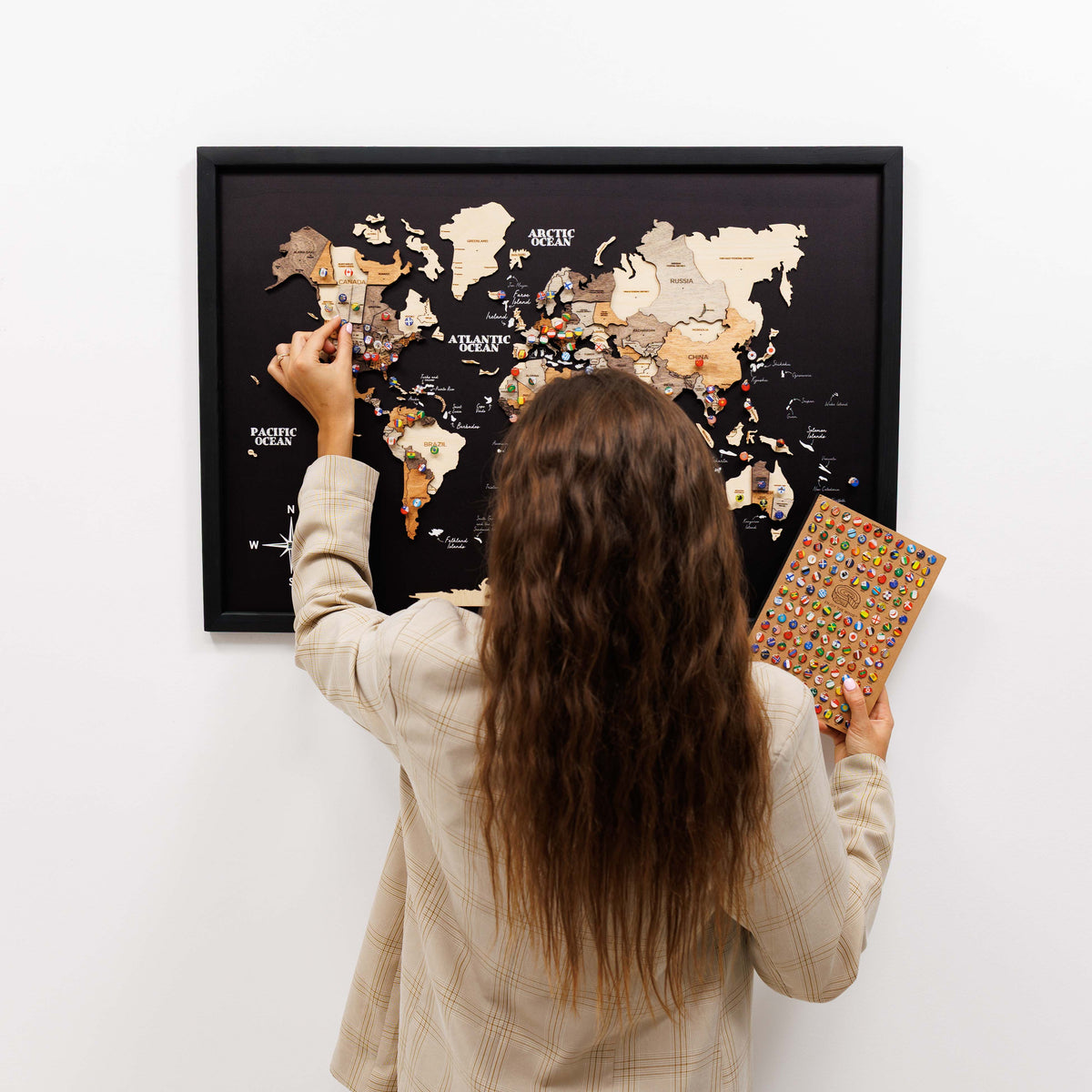 3D Wooden Panel World Map Multicolor, photo 7 of 13