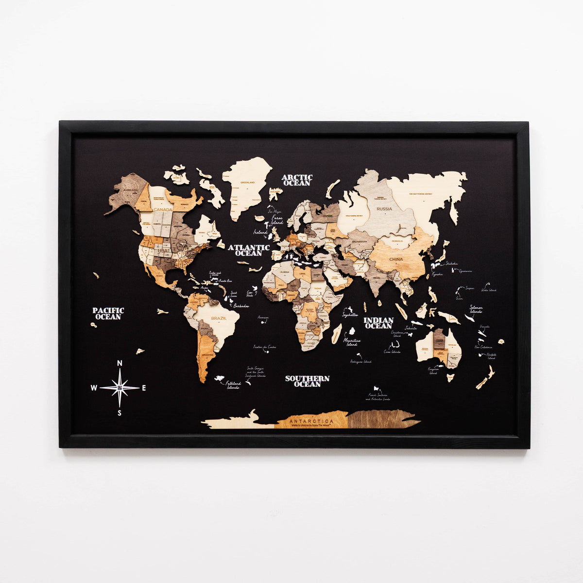 3D Wooden Panel World Map Multicolor, photo 8 of 13