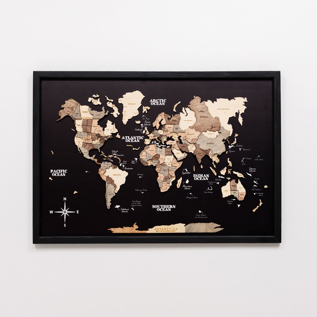 3D Wooden Panel World Map - Smokey, photo 11 of 17