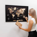 3D Wooden Panel World Map - Smokey