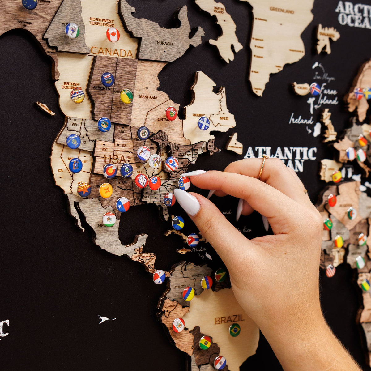 3D Wooden Panel World Map - Smokey, photo 3 of 17