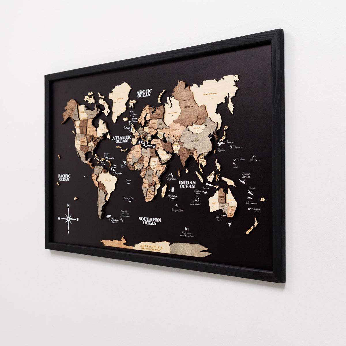 3D Wooden Panel World Map - Smokey, photo 5 of 17