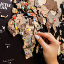 3D Wooden Panel World Map - Smokey