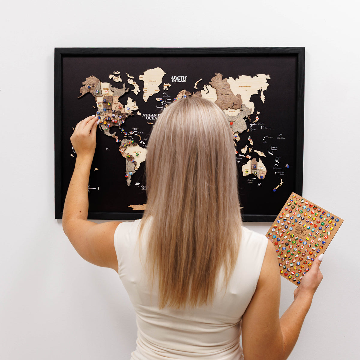 3D Wooden Panel World Map - Smokey, photo 8 of 17