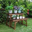 GobekUsa 3 Tier Wooden Plant Stand Shelf