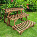 GobekUsa 3 Tier Wooden Plant Stand Shelf