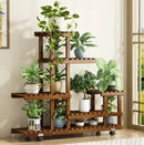 GobekUsa 6-Tier Wooden Plant Stand for Indoor/Outdoor Use
