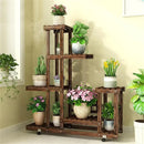 GobekUsa 6-Tier Wooden Plant Stand for Indoor/Outdoor Use