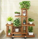 GobekUsa 6-Tier Wooden Plant Stand for Indoor/Outdoor Use