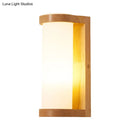 GobekUsa Wooden Rectangle Sconce Lamp with Opal Glass Shade - Simple Corner Wall Mount Lighting