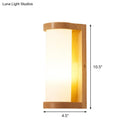 GobekUsa Wooden Rectangle Sconce Lamp with Opal Glass Shade - Simple Corner Wall Mount Lighting