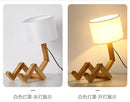 GobekUsa Wooden Robot Shape Creative Table Lamp Indoor Study Fashion Reading Desk Lamp Nordic Modern Desktop Decorative Night Light