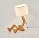 GobekUsa Wooden Robot Shape Creative Table Lamp Indoor Study Fashion Reading Desk Lamp Nordic Modern Desktop Decorative Night Light