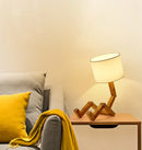 GobekUsa Wooden Robot Shape Creative Table Lamp Indoor Study Fashion Reading Desk Lamp Nordic Modern Desktop Decorative Night Light