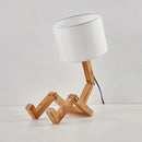 GobekUsa Wooden Robot Shape Creative Table Lamp Indoor Study Fashion Reading Desk Lamp Nordic Modern Desktop Decorative Night Light