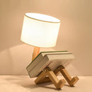 GobekUsa Wooden Robot Shape Creative Table Lamp Indoor Study Fashion Reading Desk Lamp Nordic Modern Desktop Decorative Night Light