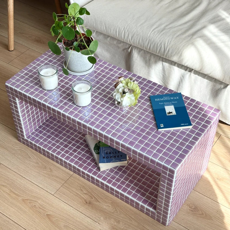 Wooden Skeleton Mosaic Coated Coffee Table