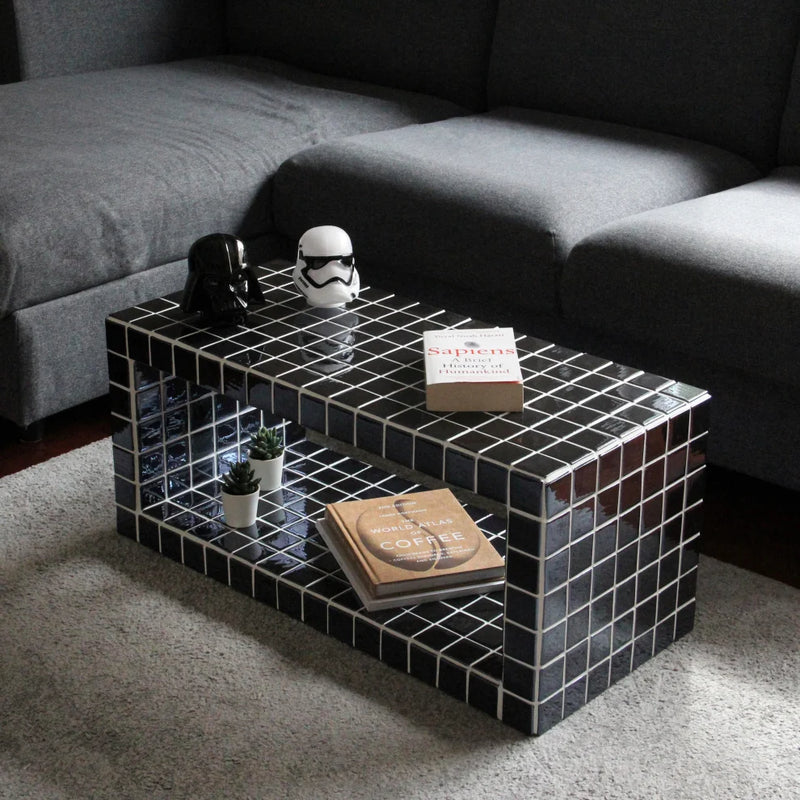 Wooden Skeleton Mosaic Coated Coffee Table