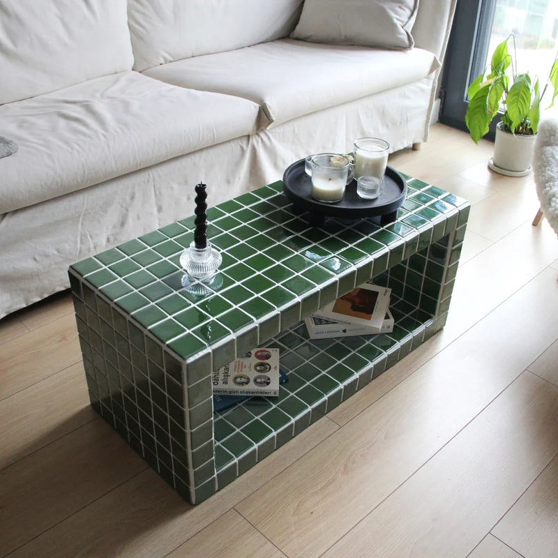 Wooden Skeleton Mosaic Coated Coffee Table