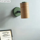 GobekUsa Wooden Wall Mounted Macaron Sconce Light Fixture - 1 Head Tube Lamp in Yellow/Green/Blue for Bathroom