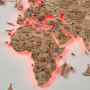 3D Solid Wooden World Map - Ash