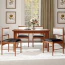 Wooden Dining Chair Set of 2 with Rubber Wood Frame and Faux Sherpa Backrest-Walnut by LJGDeals
