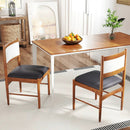 Wooden Dining Chair Set of 2 with Rubber Wood Frame and Faux Sherpa Backrest-Walnut by LJGDeals