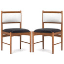 Wooden Dining Chair Set of 2 with Rubber Wood Frame and Faux Sherpa Backrest-Walnut by LJGDeals