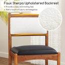 Wooden Dining Chair Set of 2 with Rubber Wood Frame and Faux Sherpa Backrest-Walnut by LJGDeals