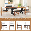 Wooden Dining Chair Set of 2 with Rubber Wood Frame and Faux Sherpa Backrest-Walnut by LJGDeals