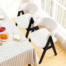 Wooden Dining Chair Set of 4 Mid-Century Modern Sherpa Upholstered Kitchen Dining Room Chairs by LJGDeals