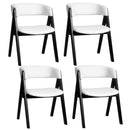 Wooden Dining Chair Set of 4 Mid-Century Modern Sherpa Upholstered Kitchen Dining Room Chairs by LJGDeals