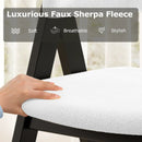 Wooden Dining Chair Set of 4 Mid-Century Modern Sherpa Upholstered Kitchen Dining Room Chairs by LJGDeals