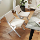 Wooden Dining Chairs of 2 with Rubber Wood Frame and Padded Cushions-White by LJGDeals