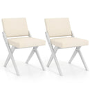 Wooden Dining Chairs of 2 with Rubber Wood Frame and Padded Cushions-White by LJGDeals