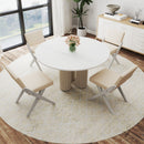 Wooden Dining Chairs of 2 with Rubber Wood Frame and Padded Cushions-White