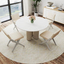 Wooden Dining Chairs of 2 with Rubber Wood Frame and Padded Cushions-White by LJGDeals