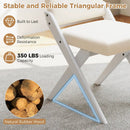 Wooden Dining Chairs of 2 with Rubber Wood Frame and Padded Cushions-White by LJGDeals