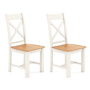 Wooden Dining Chairs Set of 2 with High Back and Rubber Wood Frame-Natural by LJGDeals