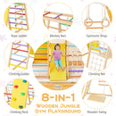 8-in-1 Wooden Jungle Gym Playset with Slide and Monkey Bars-Multicolor