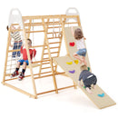 8-in-1 Wooden Jungle Gym Playset with Slide and Monkey Bars