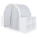 Wooden Kids Play Tent with Curtain Shades and 8 Cubbies-White by LJGDeals