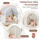 Wooden Kids Play Tent with Curtain Shades and 8 Cubbies-White by LJGDeals