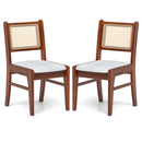 Wooden Kitchen Chairs with Cane Back Rubber Wood Frame and Padded Seat-Coffee