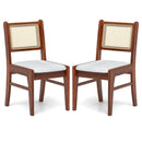 Wooden Kitchen Chairs with Cane Back Rubber Wood Frame and Padded Seat-Coffee by LJGDeals